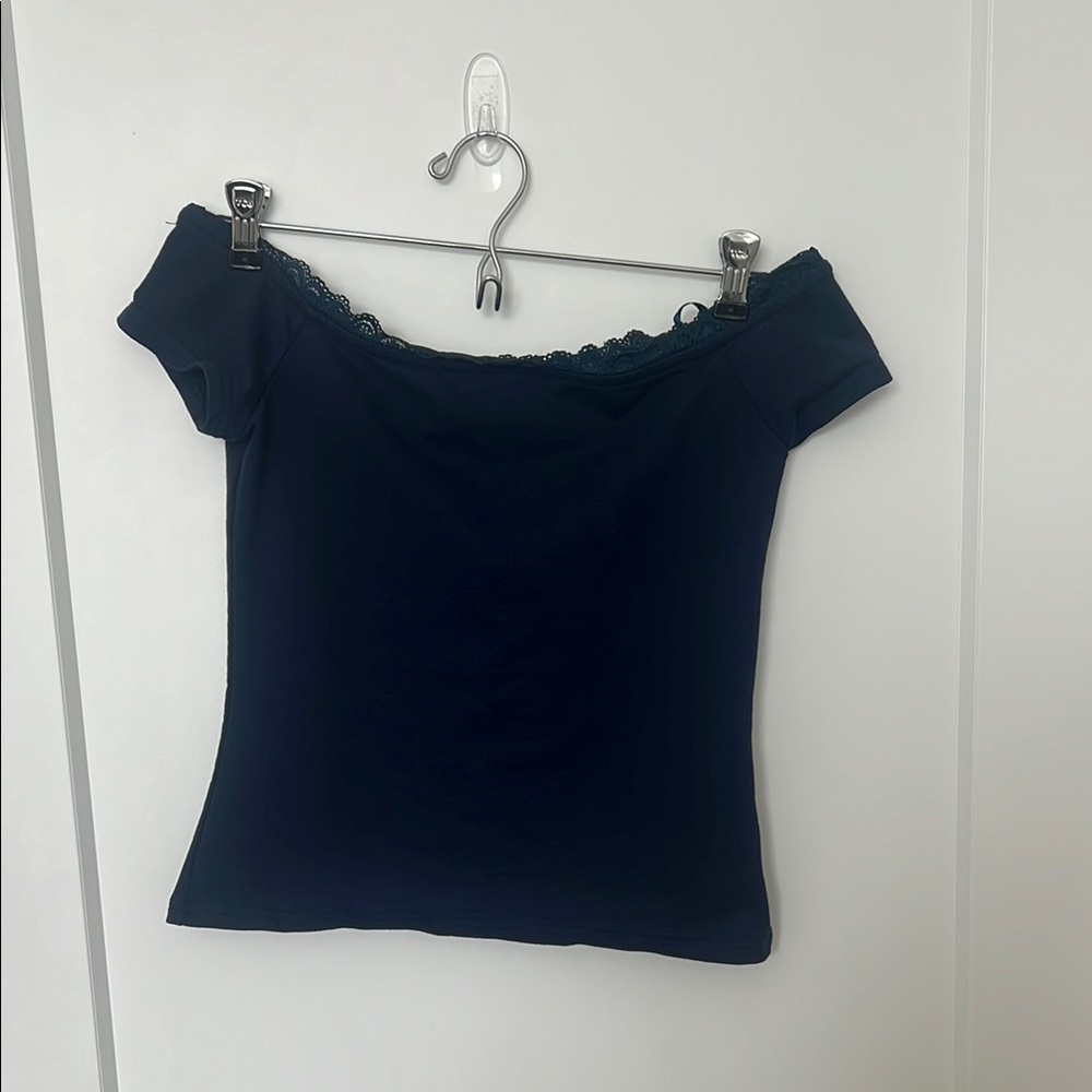 Edikted Blue Fitted Ruffled Blouse - Picture 2 of 5